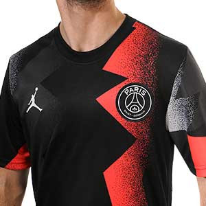 Camiseta Nike 2a PSG pre-match 2019 2020 - Camiseta de calentamiento Nike x Jordan del PSG 2019 2020 - negra y roja - detalle