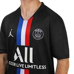 Camiseta Nike 4a PSG x Jordan 19 2020 Stadium - Camiseta Nike x Jordan cuarta equipación Paris Saint Germain 2019 2020 - negra - detalle