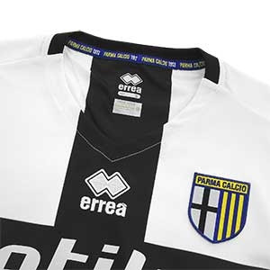 Camiseta Errea Parma 2019 2020 - Camiseta Errea primera equipación Parma 2019 2020 - blanca y negra - detalle cuello