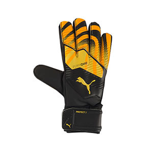 Puma One Protect 3 RC - Guantes de portero con protecciones Puma corte positivo - amarillos y negros - frontal