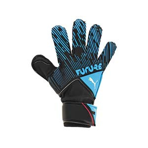 Puma Future Grip 4 RC - Guantes de portero Puma corte positivo - negros y azul celeste - frontal