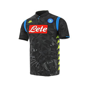 Kappa 2a Napolés 2018 2019 Europa - Camiseta auténtica de la segunda equipación Champions League del SSC Napoli 2018 2019 - negra - frontal