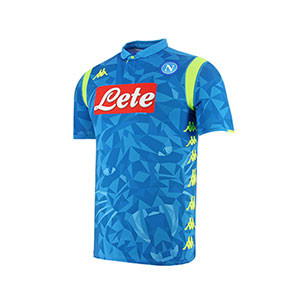 Camiseta Kappa 1a Napolés 2018 2019 Europa - Camiseta auténtica de la primera equipación Champions League del SSC Napoli 2018 2019 - azul celeste - frontal