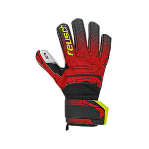 Reusch Fit Control RG Finger Support - Guantes de portero con protecciones Reusch para césped artificial - rojos y negros - frontal derecho