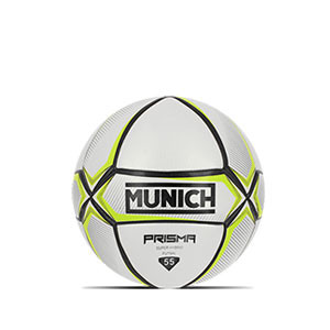 Balón Munich Prisma Indoor talla 55 cm - Balón de fútbol sala Munich talla 55 cm - blanco y amarillo - frontal