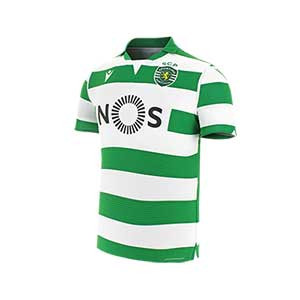 Camiseta Macron Sporting Portugal 2019 2020 - Camiseta Macron primera equipación Sporting de Portugal 2019 2020 - verde y blanca - frontal