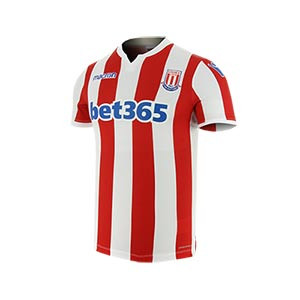 Camiseta Macron 1a Stoke City 2018 2019 - Camiseta primera equipación Macron del Stoke City 2018 2019 - blanca y roja - frontal