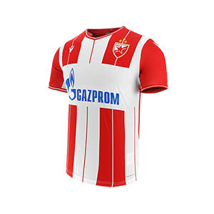 Macron 2a Red Star Belgrado 2019 2020 - Camiseta Macron primera equipación Red Star Belgrado 2019 2020 - roja y blanca - frontal