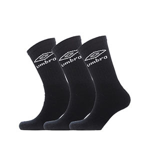 Calcetines algodón Umbro pack 3 - Pack de 3 calcetines de algodón Umbro - Negro - frontal