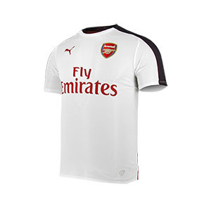 Camiseta Puma Arsenal pre-match 18 2019 - Camiseta calentamiento pre-partido del Arsenal FC 2018 2019 - blanca y morada - frontal