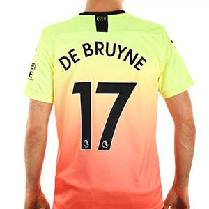 Camiseta Puma 3a M City De Bruyne 2019 2020 - Camiseta De Bruyne Puma tercera equipación M. City 2019 2020 - amarilla y naranja - trasera