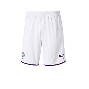 Short Puma Manchester City 2019 2020 - Pantalón corto Puma primera equipación M. City 2019 2020 - blanco - frontal