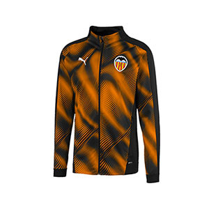 Chaqueta Puma Valencia himno Stadium 2019 2020 - Chaqueta del himno Puma Valencia 2019 2020 - negra y naranja - frontal