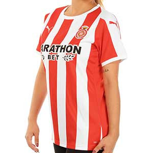 Camiseta Puma Girona mujer 2019 2020 - Camiseta de mujer Puma primera equipación Girona 2019 2020 - roja y blanca - frontal