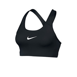 Sujetador deportivo Nike Swoosh - Top deportivo Nike de mujer para fútbol - negro - frontal