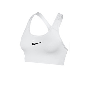 Sujetador deportivo Nike Swoosh - Top deportivo Nike de mujer para fútbol - blanco - frontal