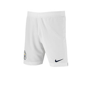 Short niño Man. City Stadium 18 - 19 - Pantalón corto Nike primera equipación Manchester City 2018 - 2019 - Blanco - frontal