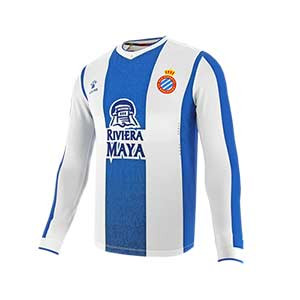 Camiseta manga larga Kelme Espanyol 2019 2020 - Camiseta de manga larga primera equipación Kelme Espanyol 2019 2020 - blanca y azul - frontal