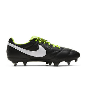 Nike Premier II SG-PRO AC - Botas de fútbol de piel de canguro Nike SG-PRO AC para césped natural blando - negras y amarillas flúor - pie derecho