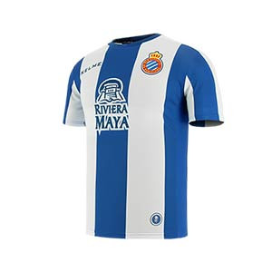 Camiseta Kelme 1a Espanyol 2018 2019 - Camiseta oficial primera equipación RCD Espanyol 2018 2019 - blanca y azul - frontal