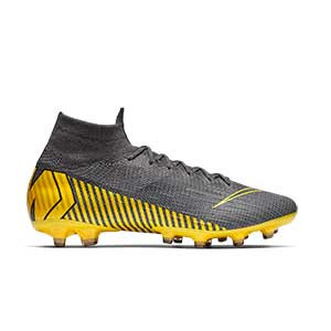 Nike Mercurial Superfly VI Elite AG-PRO - Botas de fútbol Nike con tobillera AG-PRO para césped artificial - grises - derecho