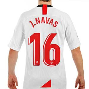 Camiseta Nike Sevilla Navas 2019 2020 - Camiseta Nike primera equipación Jesús Navas del Sevilla 2019 2020 - blanca - trasera