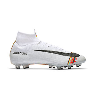 Nike Mercurial Superfly VI Elite AG-PRO - Botas de fútbol Nike con tobillera AG-PRO para césped artificial - blancas - pie derecho