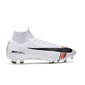 Nike Mercurial Superfly VI Pro FG - Botas de fútbol Nike con tobillera FG para césped natural o artificial de última generación - blancas - pie derecho