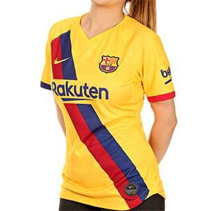 Camiseta Nike Barcelona Stadium mujer 2a 2019 2020 - Camiseta mujer Nike segunda equipación FC Barcelona 2019 2020 - amarilla - frontal