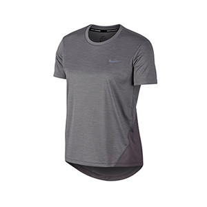 Camiseta Nike Miller mujer - Camiseta de entrenamiento para Mujer Nike Miler - gris - frontal