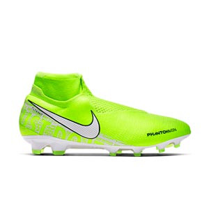 Nike Phantom Vision Elite DF FG - Botas de fútbol Nike con tobillera MG para césped natural y artificial de última generación - amarillas flúor - derecho