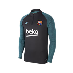 Sudadera Nike Barcelona entreno UCL 19 2020 Dry Strike - Sudadera entreno Champions Nike FC Barcelona 2019 2020 - gris y verde turquesa  - frontal