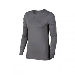 Camiseta de manga larga Nike Pro mujer - Camiseta de manga larga de mujer para fútbol Nike - gris - frontal