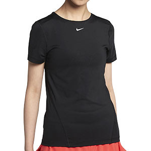 Camiseta Nike Pro mujer - Camiseta de manga corta de mujer para fútbol Nike - negra - frontal