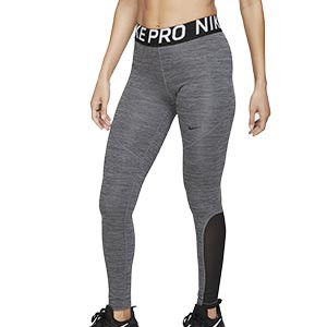 Mallas Nike Pro mujer - Mallas largas compresiva de mujer para fútbol Nike - gris oscuras - frontal