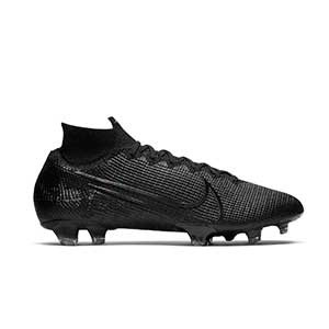 Nike Mercurial Superfly 7 Elite FG - Botas de fútbol con tobillera Nike FG para césped natural o artificial de última generación - negras - pie derecho