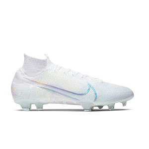 Nike Mercurial Superfly 7 Elite FG - Botas de fútbol con tobillera Nike FG para césped natural o artificial de última generación - blancas - pie derecho