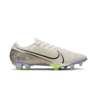 Nike Mercurial Vapor 13 Elite FG - Botas de fútbol Nike FG para césped natural o artificial de última generación - blanco hueso y lila - pie derecho