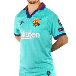 Camiseta Nike Barcelona 3a 19 2020 Champions Stadium - Camiseta Nike tercera FC Barcelona 19 2020 con parche Champions - verde turquesa - frontal