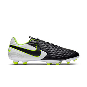 Nike Tiempo Legend 8 Academy FG - Botas de fútbol Nike de piel FG para césped natural o artificial de última generación - negras y blancas - frontal