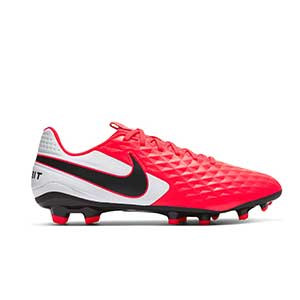 Nike Tiempo Legend 8 Academy FG - Botas de fútbol de piel Nike FG para césped natural o artificial de última generación - rosas y blancas - pie derecho