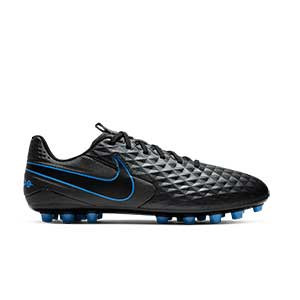 Nike Tiempo Legend 8 Academy AG - Botas de fútbol Nike de piel AG para césped artificial - negras y azules - pie derecho