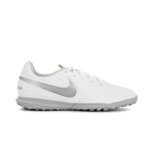 Nike TiempoX Legend 8 Club TF - Zapatillas de fútbol multitaco Nike FootballX con suela turf - blancas - pie derecho