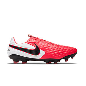 Nike Tiempo Legend 8 Pro FG - Botas de fútbol de piel Nike FG para césped natural o artificial de última generación - rosas y blancas - pie derecho