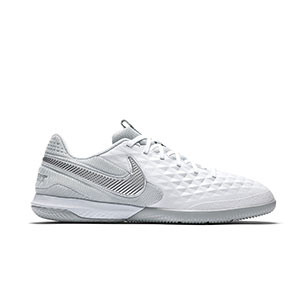 Nike TiempoX React Legend 8 Pro IC - Zapatillas de fútbol sala Nike de piel FootballX con suela lisa IC - blancas - pie derecho