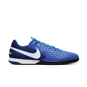 Nike TiempoX React Legend 8 Pro IC - Zapatillas de fútbol sala Nike de piel FootballX con suela lisa IC - azules - derecho