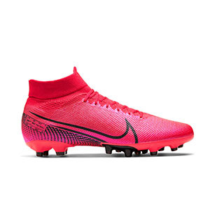 Nike Mercurial Superfly 7 Pro AG-PRO - Botas de fútbol con tobillera Nike AG-PRO para césped artificial - rosas - pie derecho