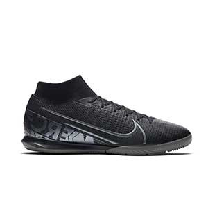 Nike Mercurial Superfly 7 Academy IC - Zapatillas fútbol sala con tobillera Nike suela lisa IC - negras - pie derecho