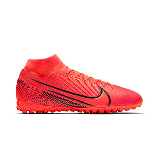 Nike Mercurial Superfly 7 Academy TF - Zapatillas multitaco con tobillera Nike suela turf - rosas - pie derecho