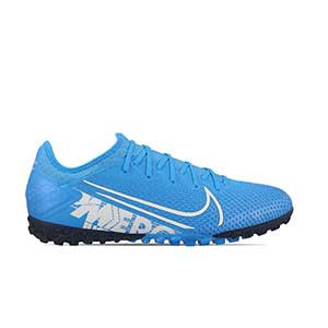 Nike Mercurial Vapor 13 Pro TF - Zapatillas multitaco Nike suela turf - azul celeste - pie derecho